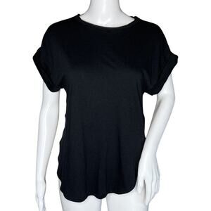 Satva Shirt Womens Small Black Open Back Athletic Top‎ Workout Yoga Athleisure